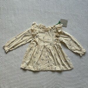 NWT Kate Quinn x Little Liam Organic Cotton Dachsund Dog Print Ruffle Top - 2T